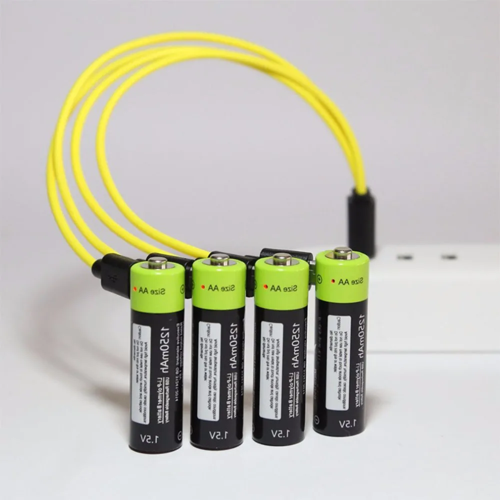 ZNTER 4 шт 1 5 V 1250mAh USB AA перезаряжаемая батарея Быстрая зарядка полимерная заряжаемая