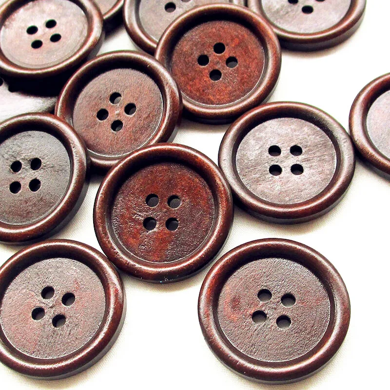 

suoja 5/20pcs/pack 30mm Big Brown Wood Wooden Button 4 Holes Craft Clothe Sewing