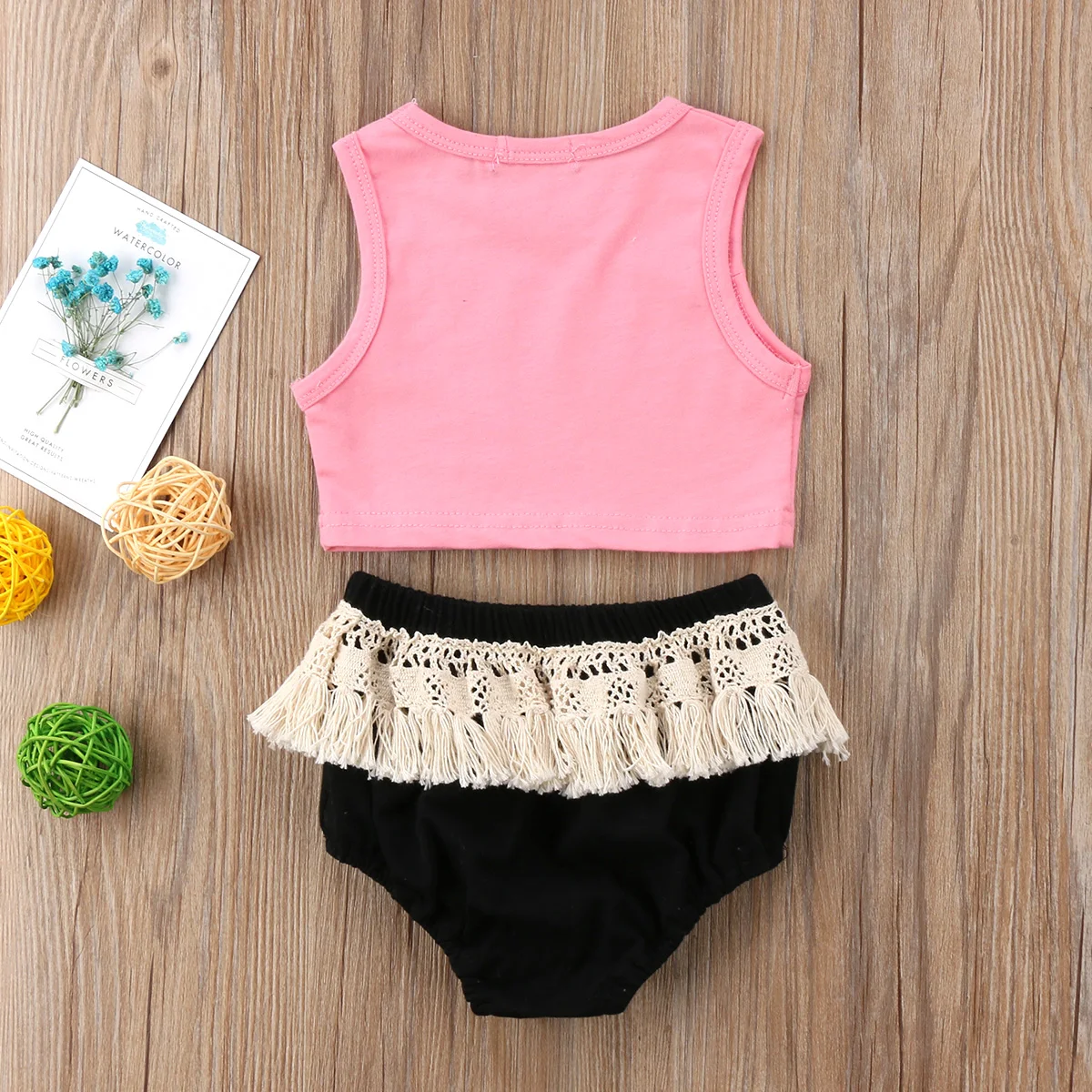 

Newborn Kids Baby Girls Crop Top T-shirt +Tassels Shorts 2pcs Outfits Set Clothes Size 1-3T