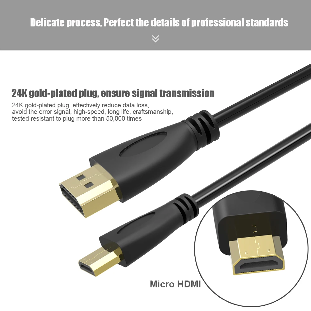 Кабель адаптер 3D 4K Spring Micro HDMI позолоченный преобразователь HDTV для ЖК XBox планшетов