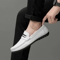 2021 New Fashion Mens Shoes Casual Genuine Leather Loafers Male Classic White Black Slip On Shoe Man Flat Driving Shoes For Men