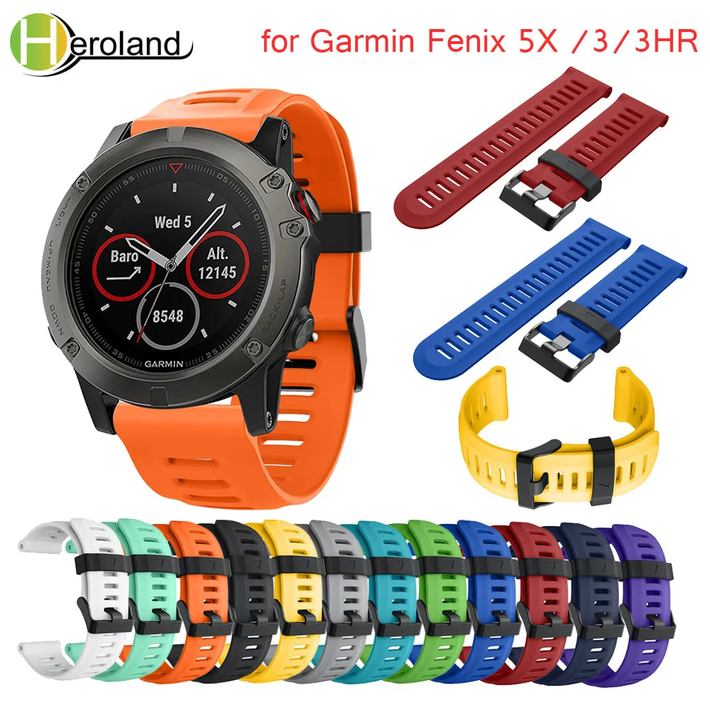 Черный 26 мм Новая замена из силикагеля мягкий ремешок для Garmin Fenix 3/3HR Смарт часы