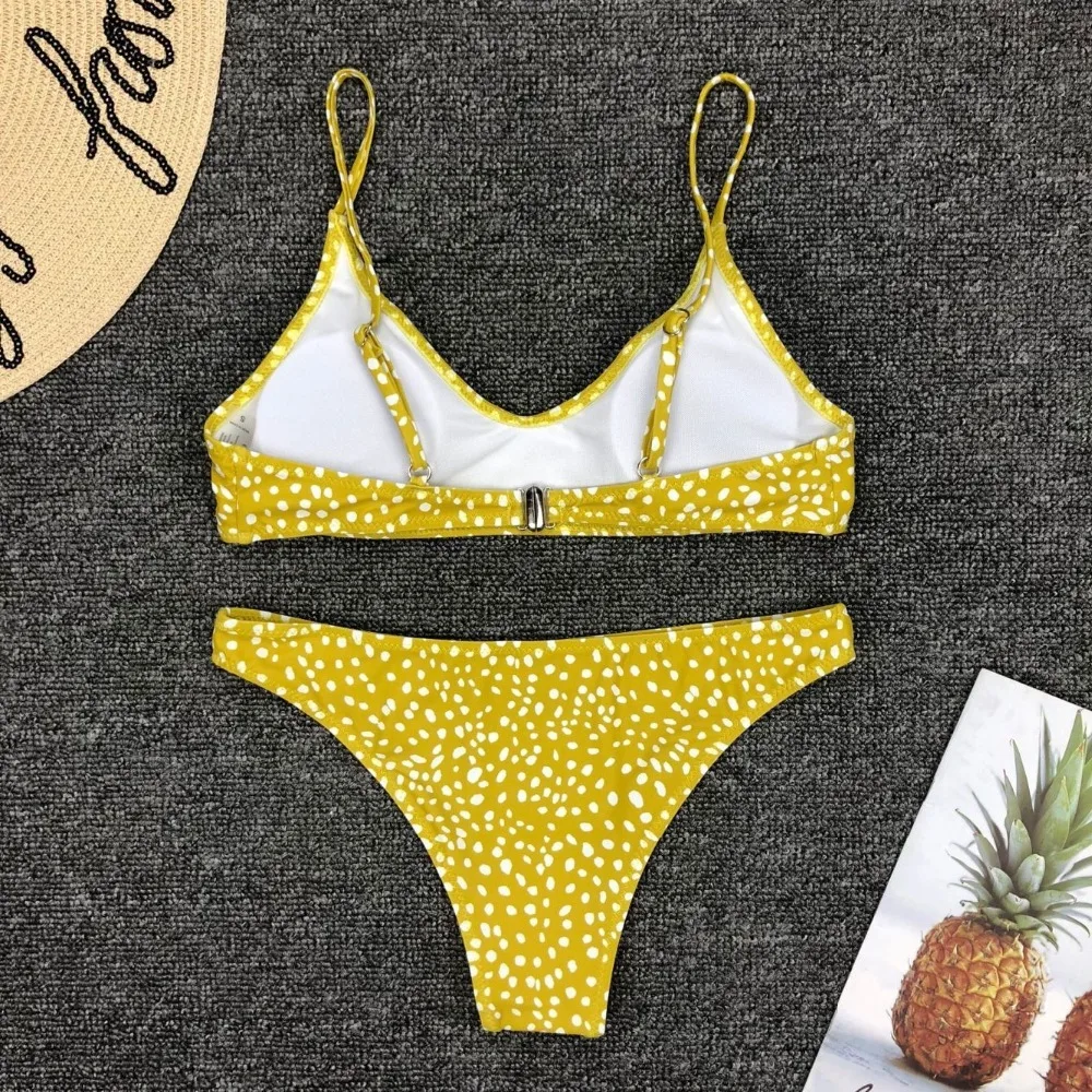 2019 Women Sexy Dot Printed Low Waist Bikini Sets Brazilian Female Swimwear Bathing Suits Push Up Summer Beach Wear |