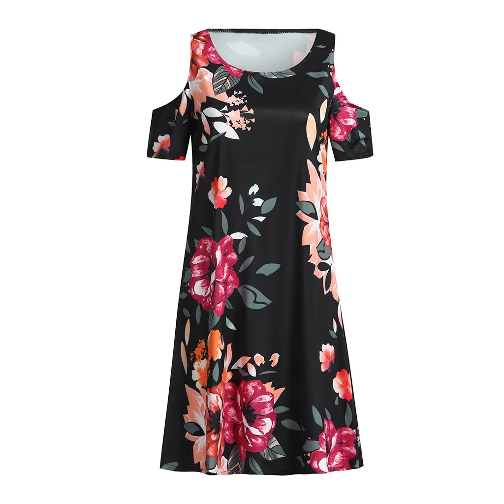 Повседневное свободное платье с длинным рукавом и цветочным принтом женское