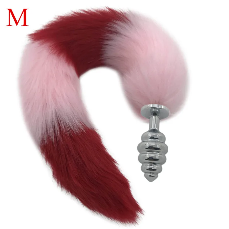 3 Size Thread Anal Plug Pink and Red Plush Fox Tail Butt Anus Dilator Stopper Massager Toy for Women H8-172C | Красота и здоровье