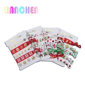 15 картЛот, Рождественская повязка для волос из золотой фольги, эластичная повязка для волос с принтом, повязка для волос с узлом для девочек, головной убор