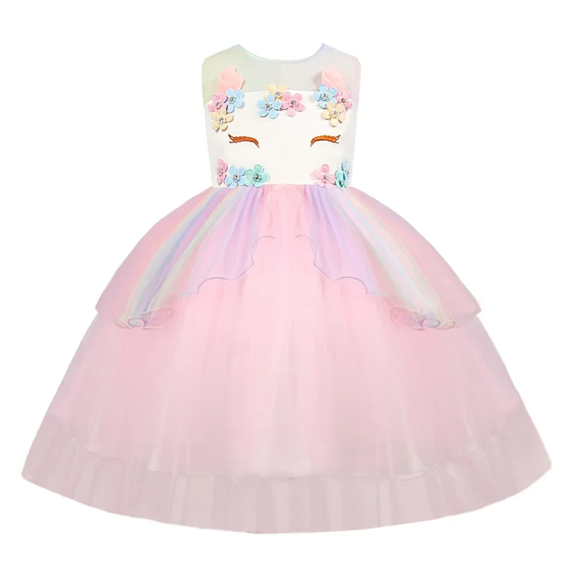 Unicorn Party Dress Kids Dresses For Girls Costume Summer Children Elegant Princess Christmas fantasia infanti | Детская одежда и