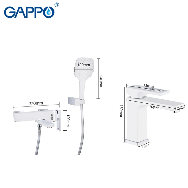 GAPPO Shower system brass water tap chrome and white bath faucet mixer bathtub with basin bathroom shower | Обустройство дома