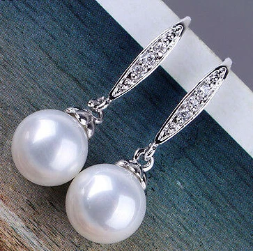 

Hot sale Free Shipping Stunning 8-9mm white filled lady pearl& white lady jewe earring 925silver