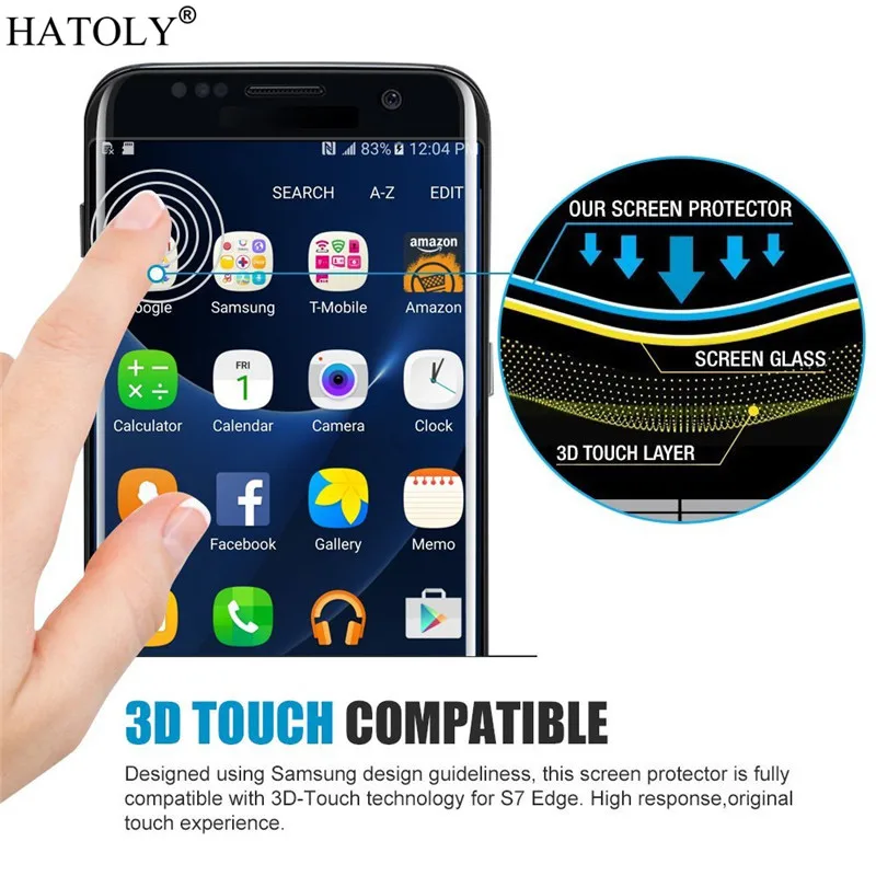 3D изогнутое стекло для Samsung Galaxy S7 Edge защита экрана полное клеевое закаленное с