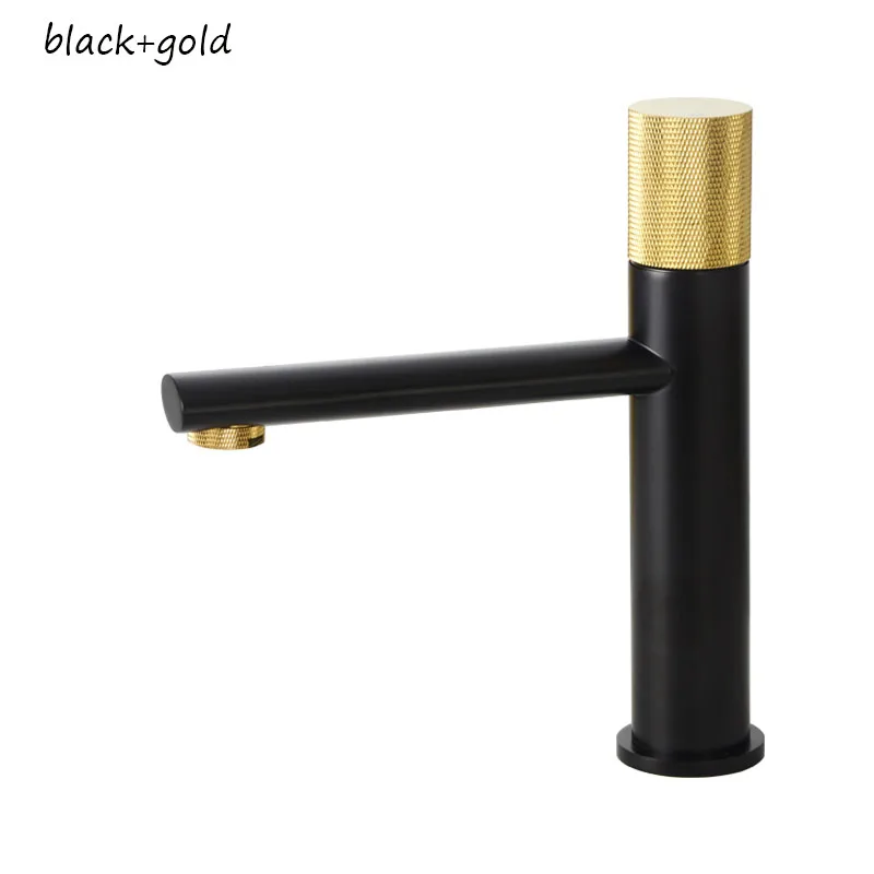 black gold-short SEKOVA латунный Смеситель для ванной комнаты, черный умывальник для ванной комнаты, смеситель для холодной и горячей воды, кран с одной круглой ручкой, на бортике - Цвет: black gold-short