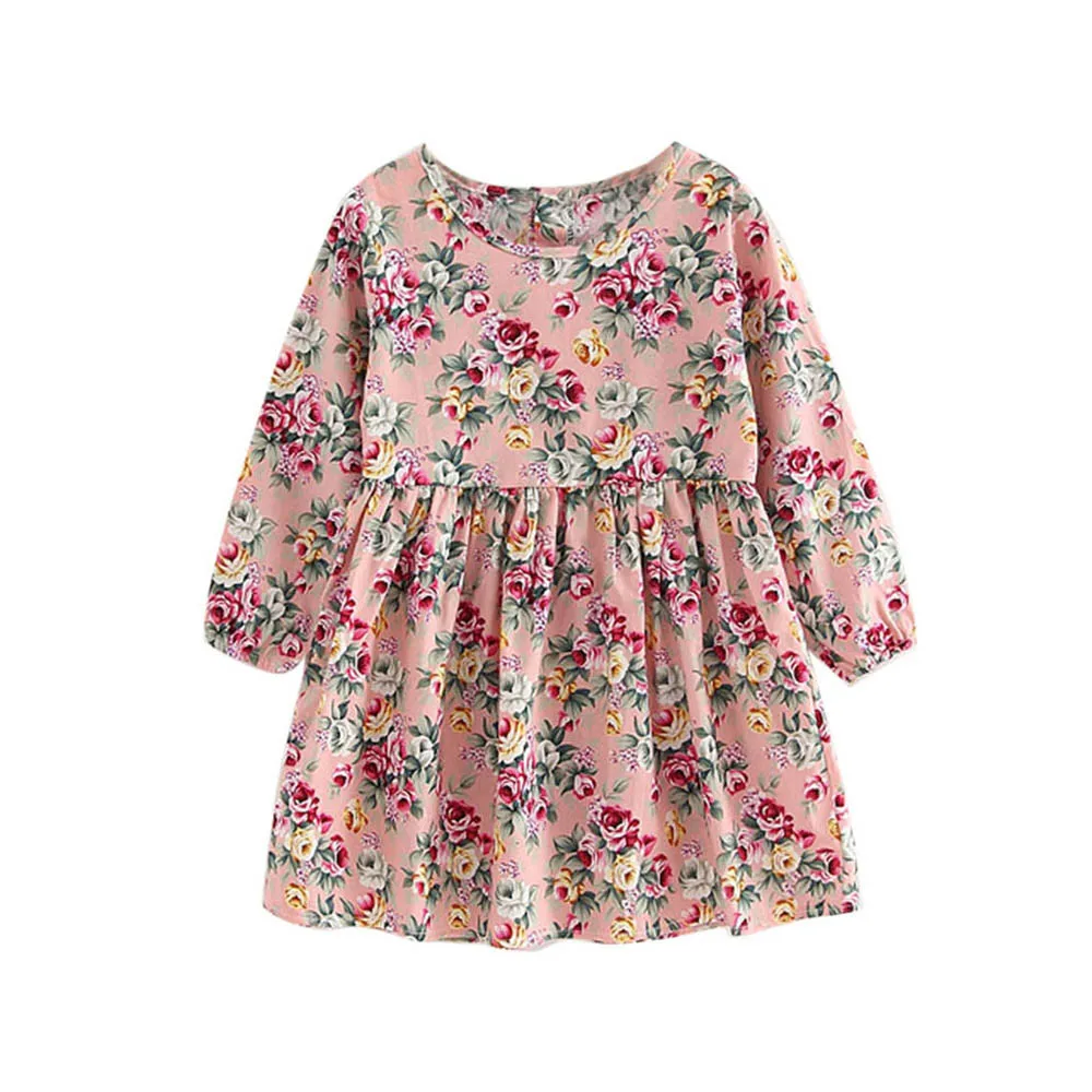 Женское осеннее Хлопковое платье с длинным рукавом и круглым вырезом | Мать