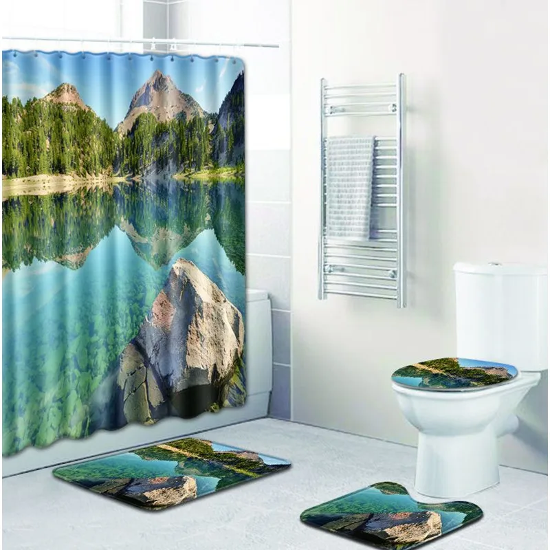 Бесплатная доставка 4 шт. набор ковриков для ванной Shine Sky Lake Banyo Paspas