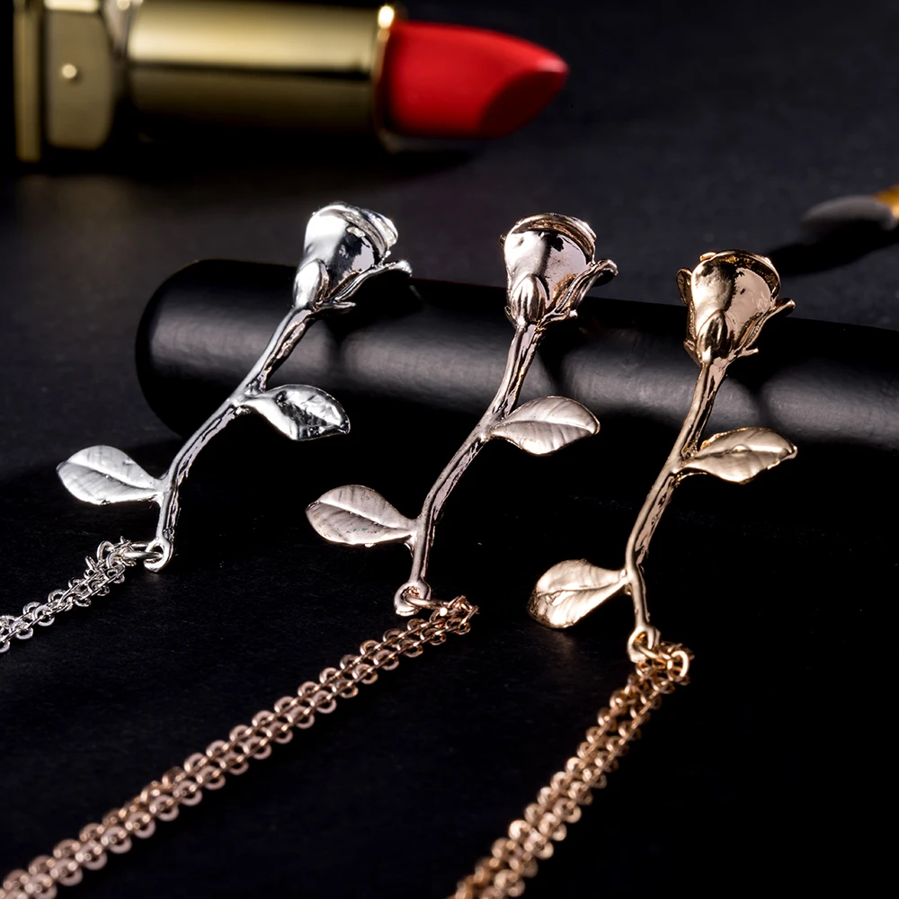 Женское ожерелье с цветком розы 3 цвета|rose flower necklace|flower necklacefashion necklace |