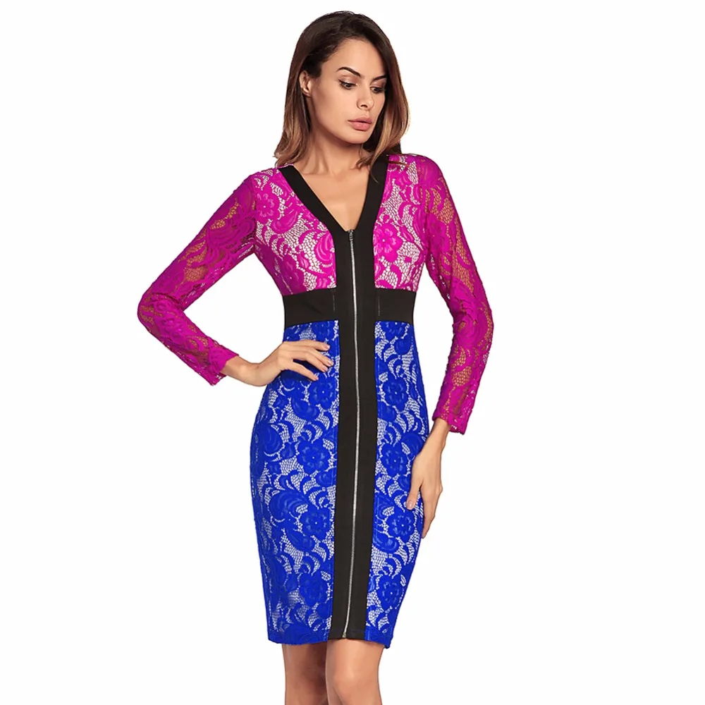 Классический кружевное платье Глубокий V Средства ухода за кожей шеи с длинным