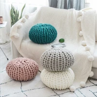 warm nordic style pillow cushion knit ball knot pillow solid color baby calm sleep dolls stuffed kid adult bedroom decoration