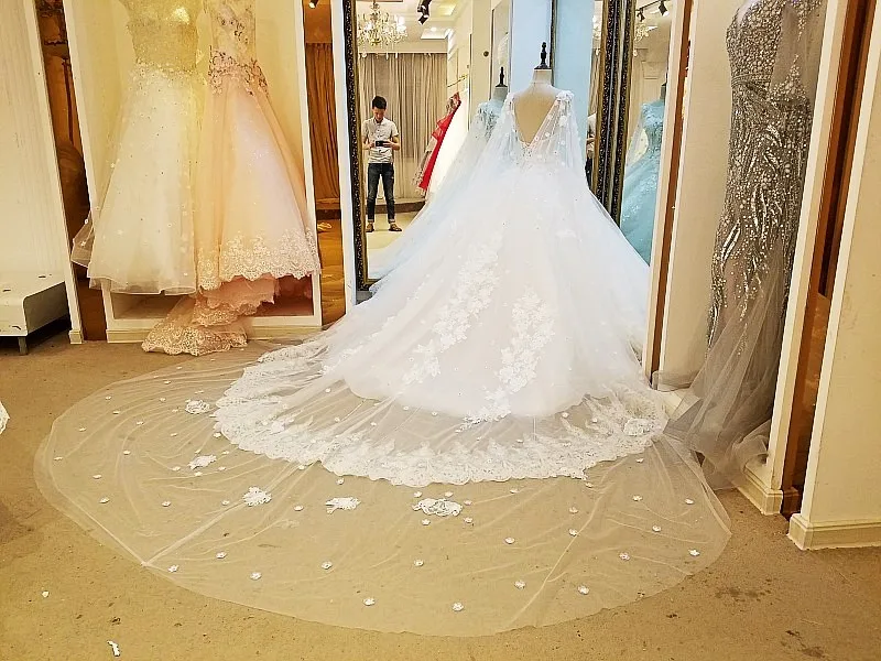 LS36759 Ivory Lace Princess Wedding Dresses Pearls Diamond Luxury Newest Bridal Gowns 2017 Vestido De Noiva Real Photos | Свадьбы и