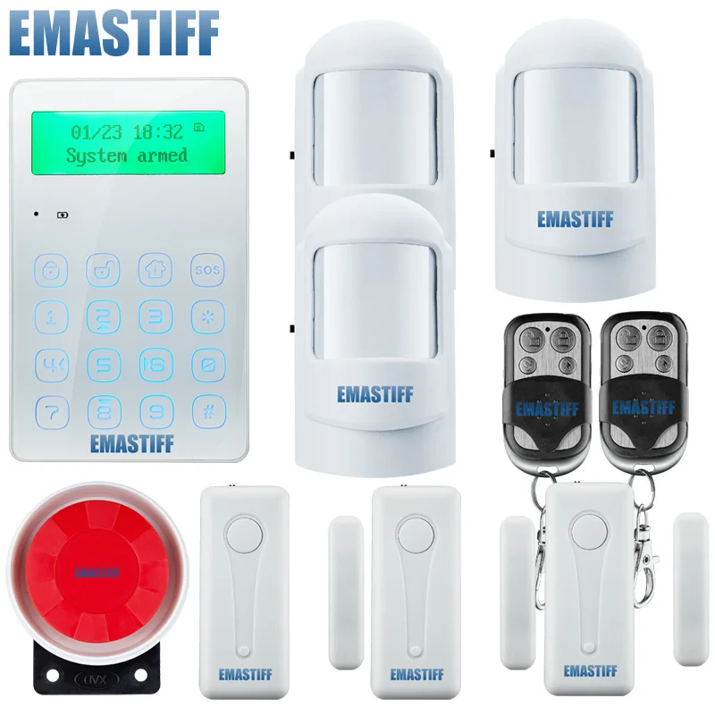 Free shipping IOS & android App control 10 wireless zones home security gsm alarm system with touch menu operation