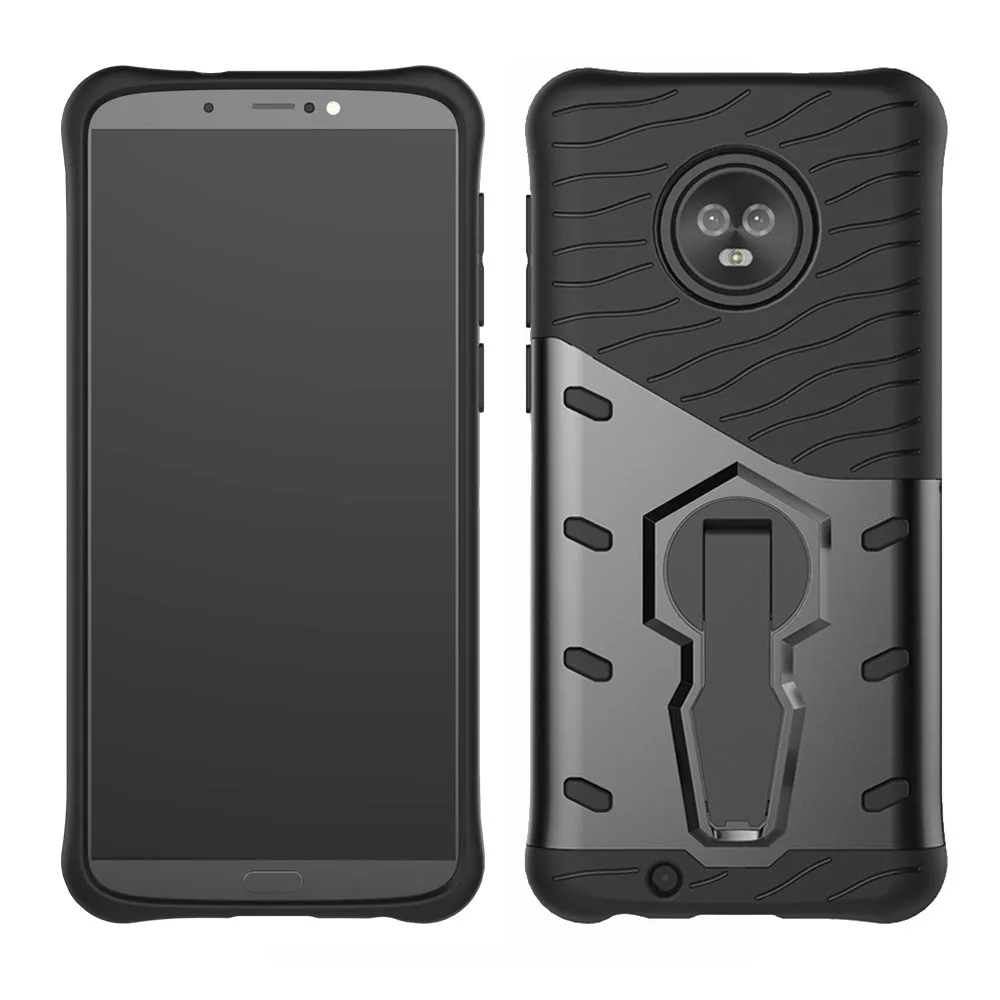 Двухслойный Гибридный армированный чехол для Motorola Moto G6 с поворотной подставкой