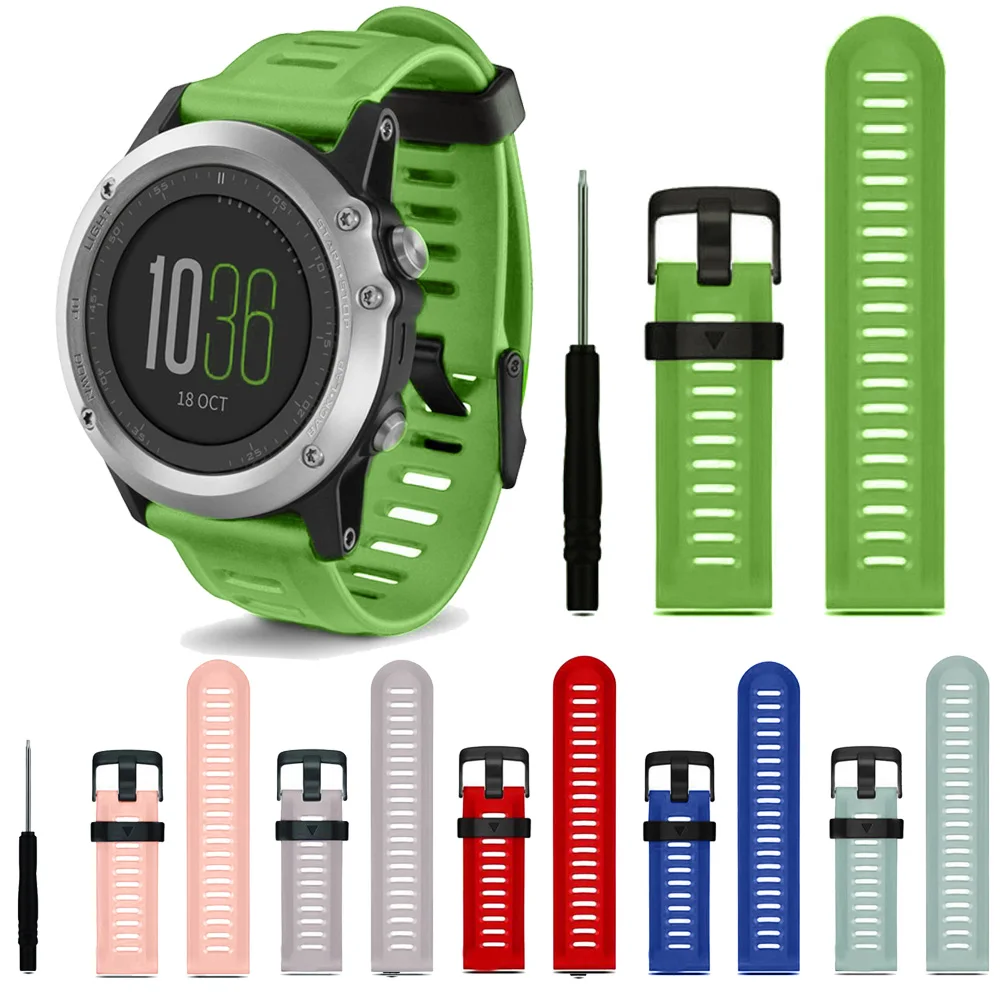 Ремешок силиконовый для Garmin Fenix 3 сменный Браслет смарт часов HR 26 мм|silicone wrist strap|band