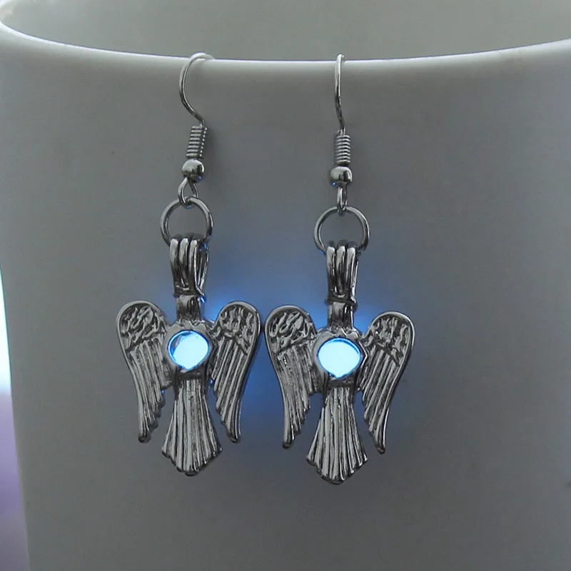 Ангел крыло Хэллоуин светящийся шар клетка серьги Ювелирная фурнитура кулон