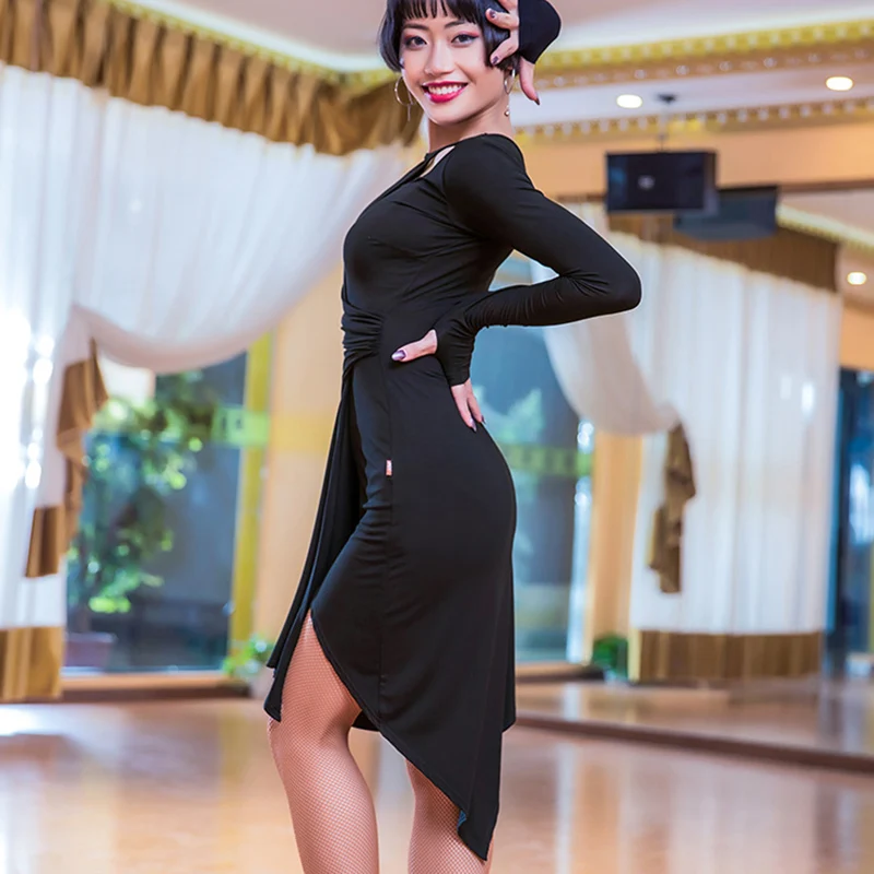 2018 новые высококачественные латинские танцевальные платья для женщин черная