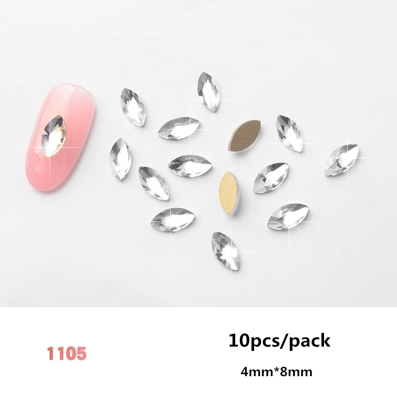 1105 Горячие 10 шт прозрачные Кристальные 3d-украшения для ногтей с плоской задней частью горный хрусталь стекло драгоценные камни ювелирные изделия 24 стиля маникюрный дизайн аксессуар - Цвет: 1105