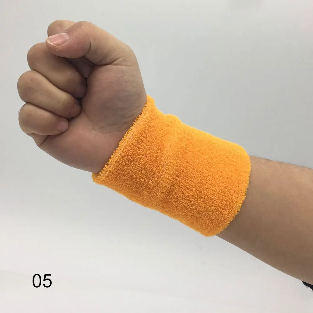 05 Orange 1 шт. спортивный впитывающий Пот браслет для спортзала, дышащие нарукавники, нарукавники на запястье, поддержка 8x10 см, для взрослых и детей, баскетбольные беговые напульсники - Цвет: 05 Orange