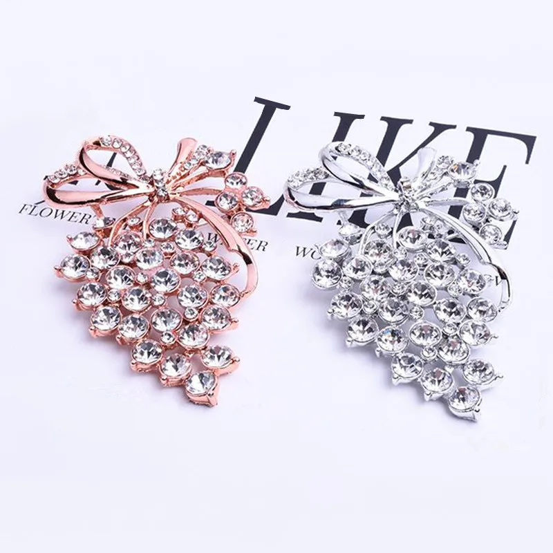 Hot Sale Crystal Grape Brooches Pins For Women Fashion Luxury Jewelry Elegant Corsage Wedding Bouquet | Украшения и аксессуары