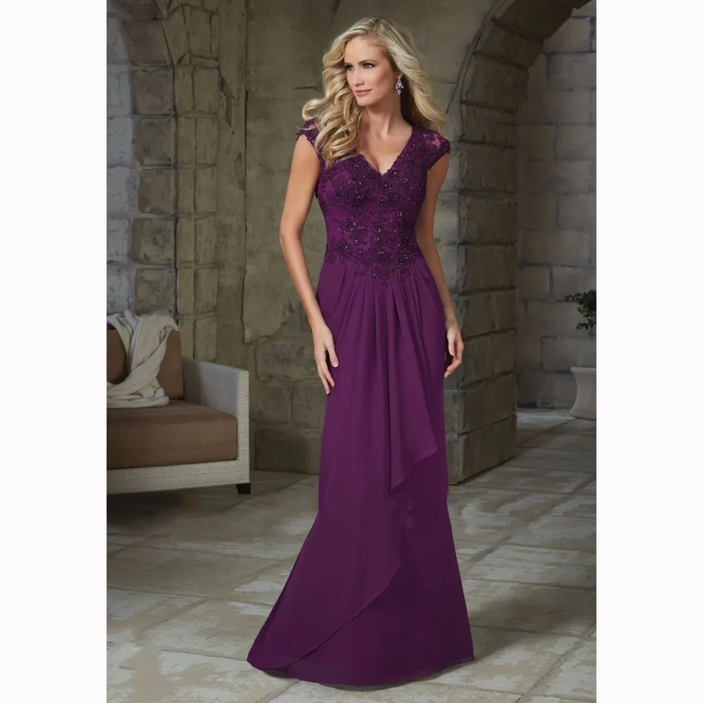 Мода 2017 черный русалка вечернее платье длинные кружева фиолетовый шифон v шеи