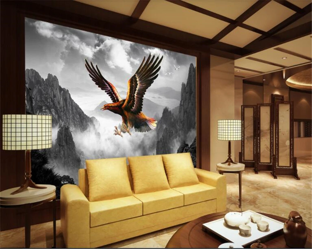 Обои beibehang papel de parede hudas beauty High mountain cloud eagle wings большая выставочная фоновая стена