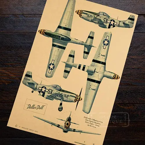 Винтаж WW2 мировая война 2 самолет распознавание плакат из крафт-бумаги холст DIY стикер стены постеры для украшения домашнего бара подарок - Цвет: Золотой
