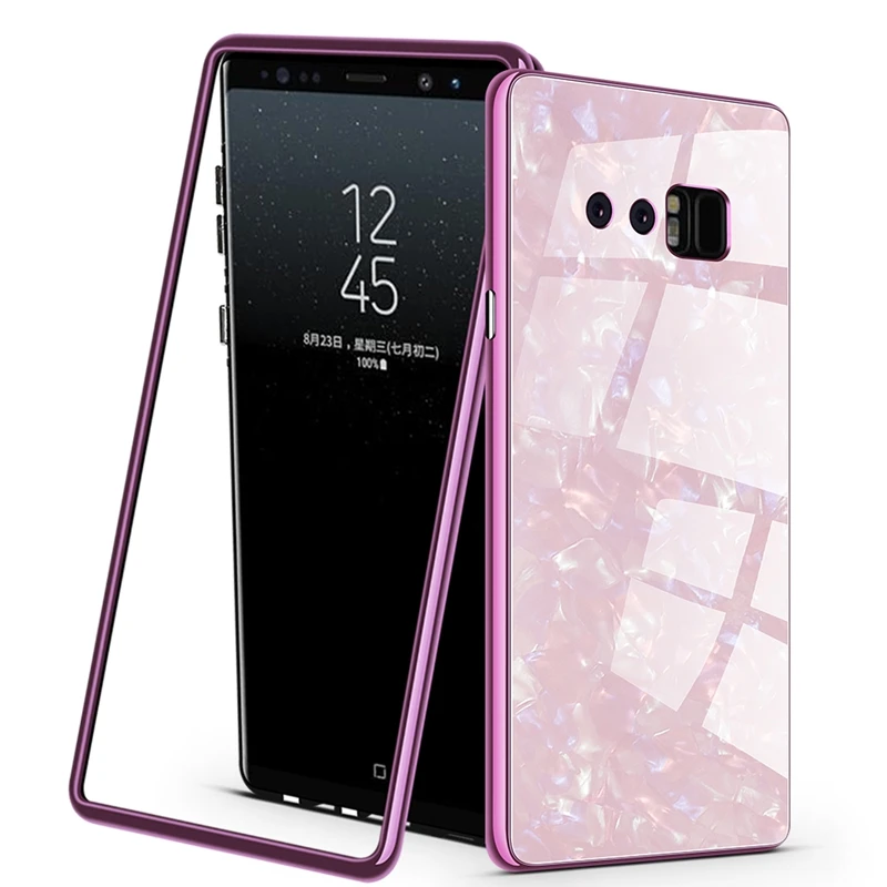 Роскошный Магнитный флип-чехол для samsung Galaxy Note 8, 9, S7, S7E, S8, S9 plus, чехол из поликарбоната с рисунком, закаленное стекло, задняя крышка