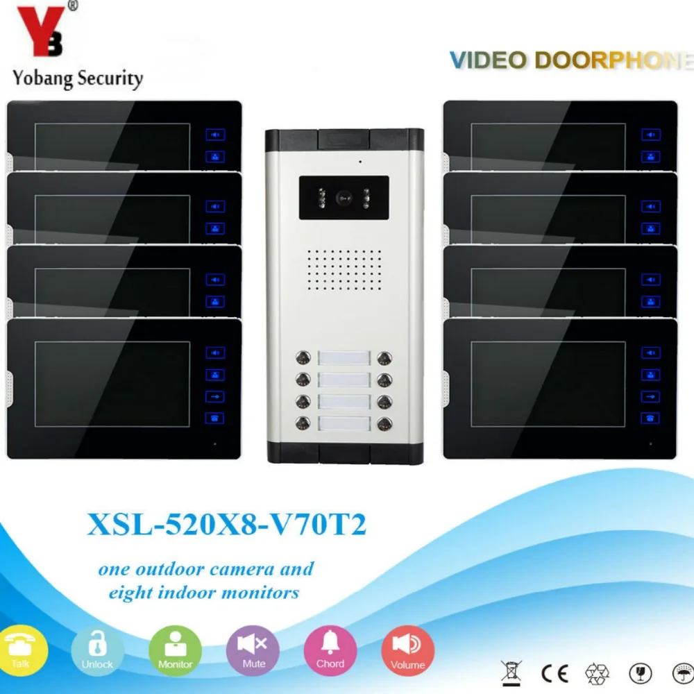 Yobang Security Video Door Phone Intercom Home Doorbell System Wired 7 inch LCD Display Monitor For Apartment family | Безопасность и