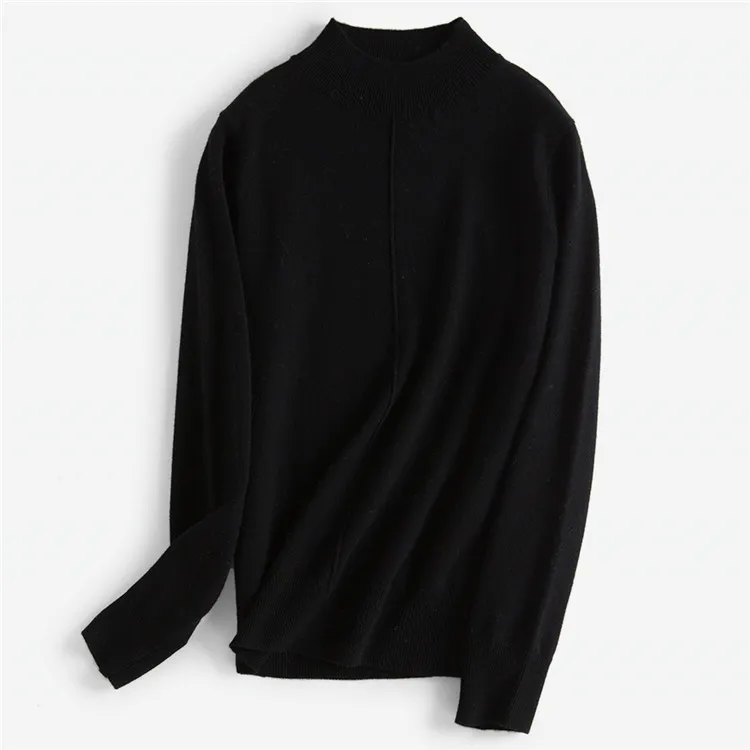 new fashion wool knit women half-high collar H-straight pullover sweater apricot 6colors M/L/XL | Женская одежда