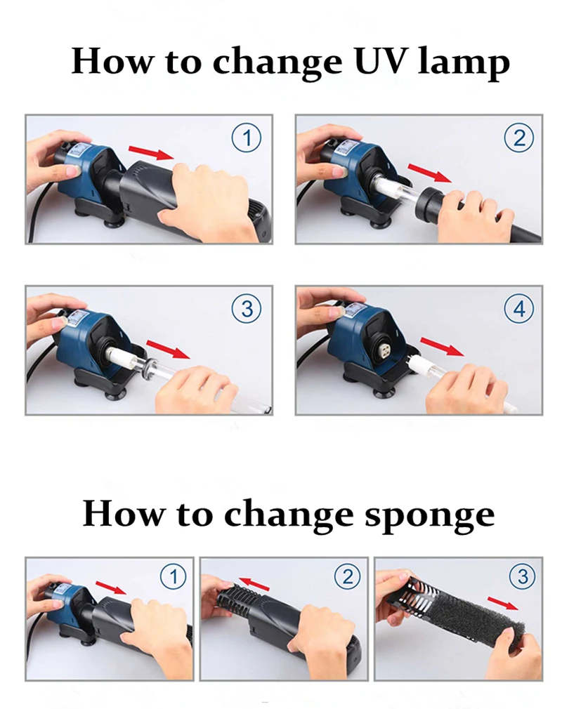 Ультрафиолетовый фильтр-стерилизатор для аквариума 5/8 Вт 4 в 1 аквариумный насос