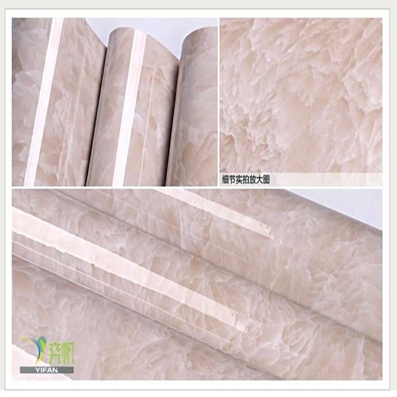 

White stone color 3D marble wallpaper sticker for kitchen bathroom