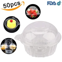 50pcs individual plastic cupcake clear muffin dome holders cases box wrap cups with lids party decoration accessories