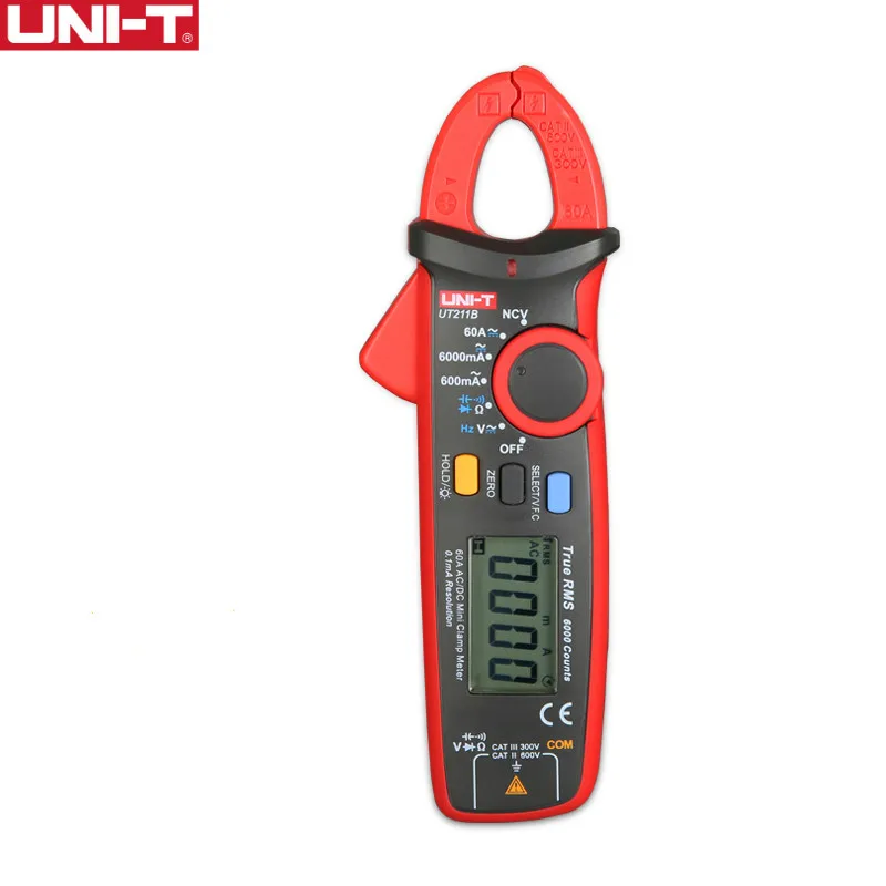 UNI T 60A True RMS Мини Клещи UT211A UT211B бесконтактная проверка напряжения переменного/ЖК