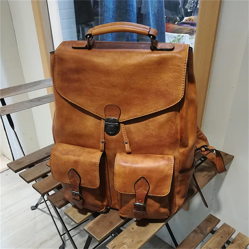 Сумка мужская из коровьей кожи простая вместительная Винтажная сумочка в стиле