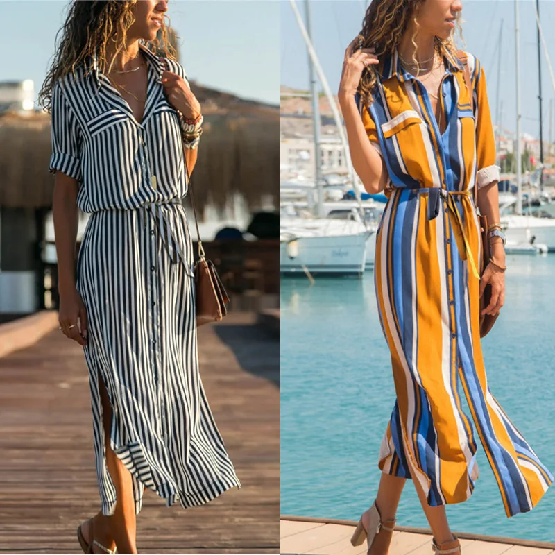 Женское шифоновое платье с длинным рукавом V-образным вырезом и пуговицами |