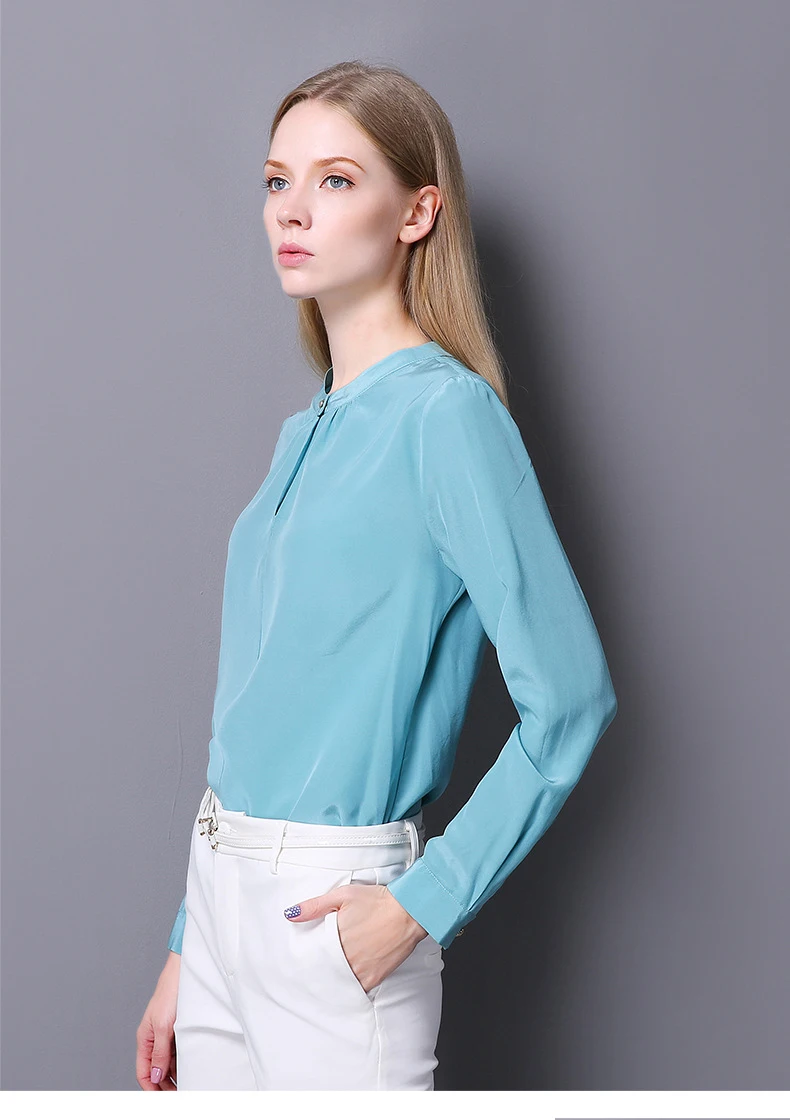 Рубашка из 100% шелка и крепа женская рубашка чистого натурального новинка 2017