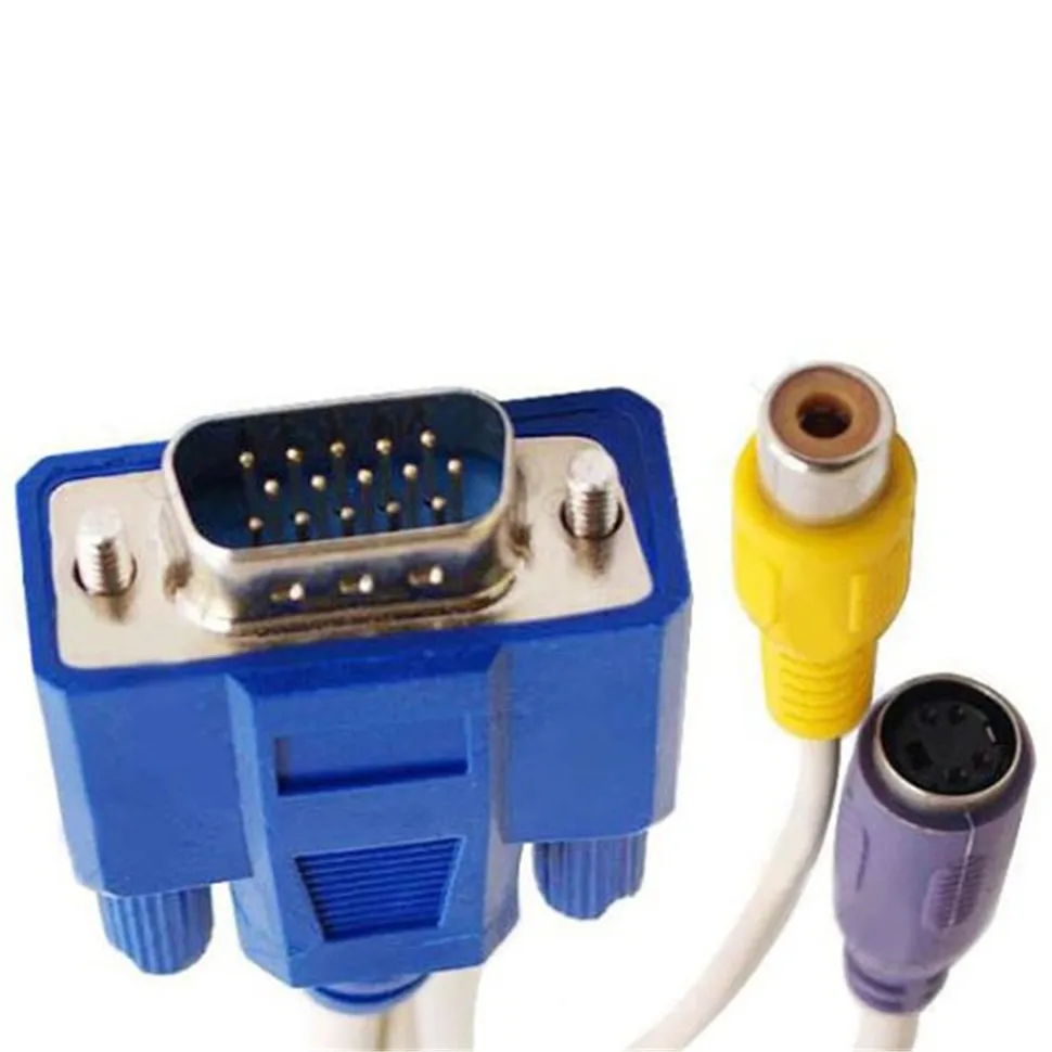 YKSO Кабель VGA 15 Pin штекерным ТВ S Video/RCA Женский AV OUT адаптер аудио видео кабель