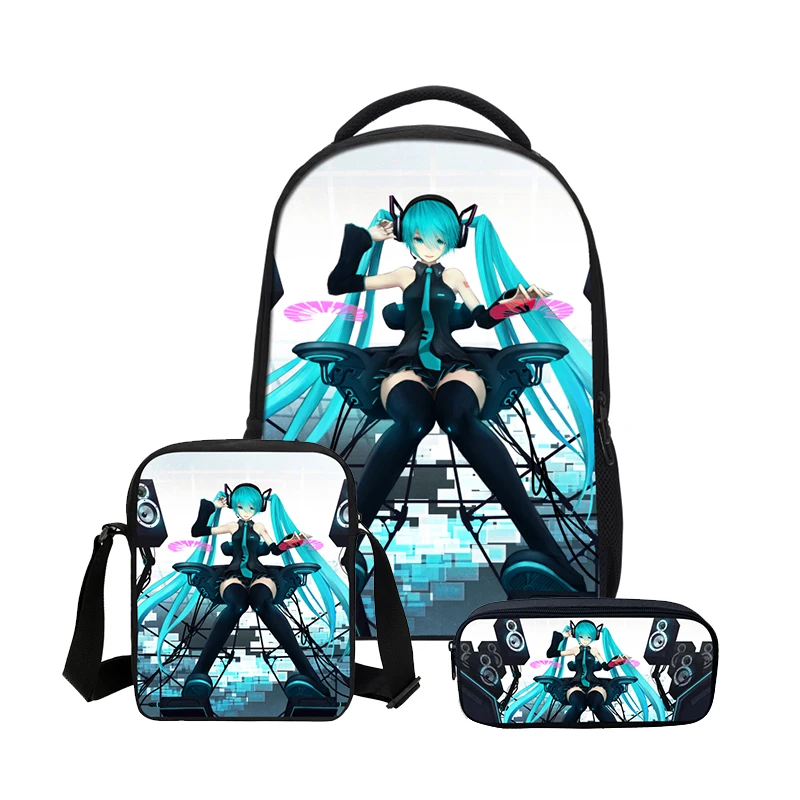 VEEVANV Горячие Hatsune Miku девушки Bookbag Мода 3 шт./компл. сумки на плечо пенал