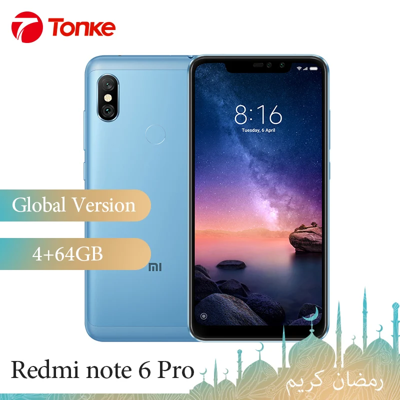 Xiaomi Redmi Note 6 Pro 4 ГБ 64 Восьмиядерный процессор Snapdragon 636 4000 мАч полный экран 26 дюйма