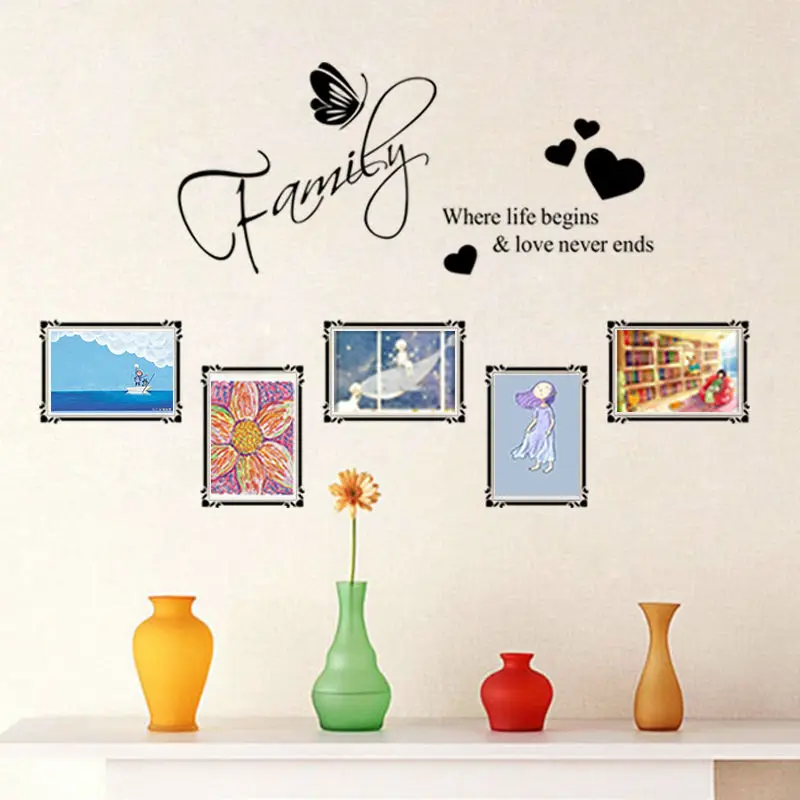 Виниловая фоторамка с семейными цитатами настенные наклейки декор для гостиной