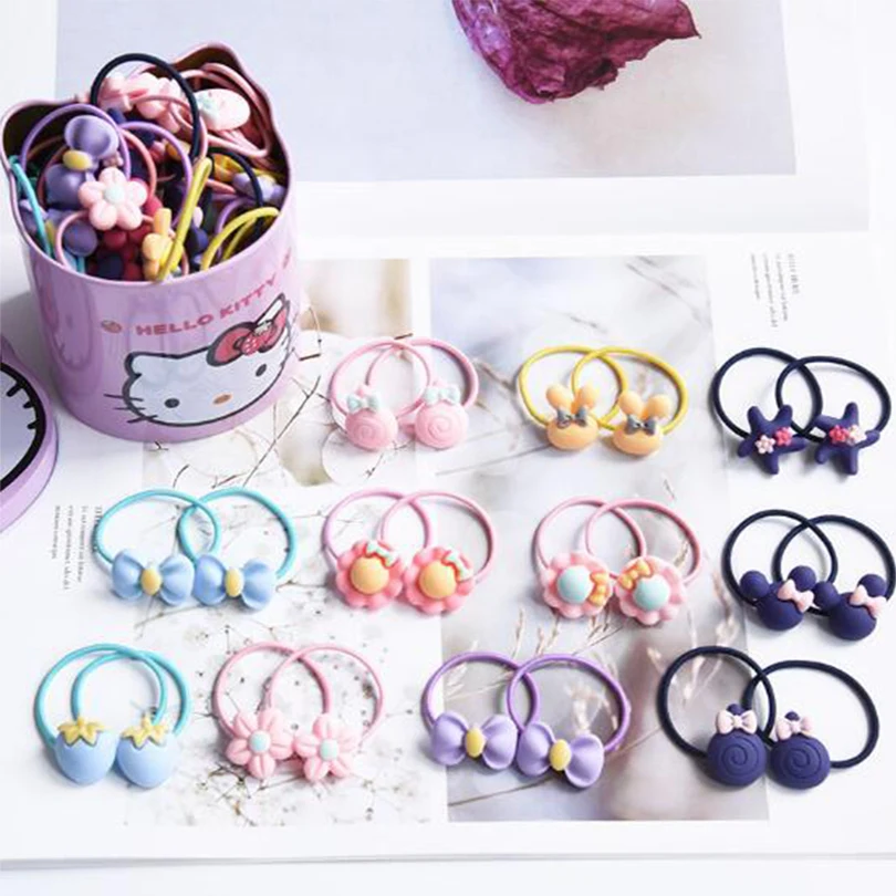 Wholesale 14 Pcs/LOT Cute Children'S Elastic Rubber Band Girls Hair Children Flower Cartoon Mouse Accessories | Аксессуары для
