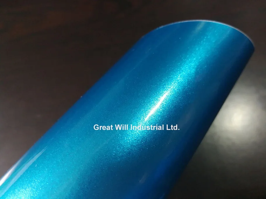 light blue GWKM644 Глянцевые конфеты, виниловая пленка для обертывания с воздушными пузырьками, яркие глянцевые автомобильные обертывания, стиль, известность, Размер 1,52*20 м/рулон - Название цвета: light blue GWKM644