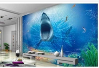 custom photo wallpaper 3d wall murals wallpaper 3 d great white sharks tv setting wall of terror wall papers for living room