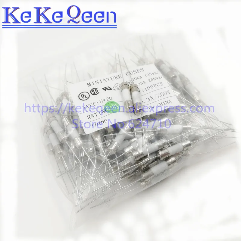100 шт. 5*20 5x20 мм 0.5A 1A 2A 3A 4A 5A 6.3A 8A 10A 12A 15A 20A 25A 30A 250V подводящего провода керамический
